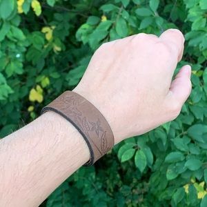 6” floral pattern leather cuff bracelet
